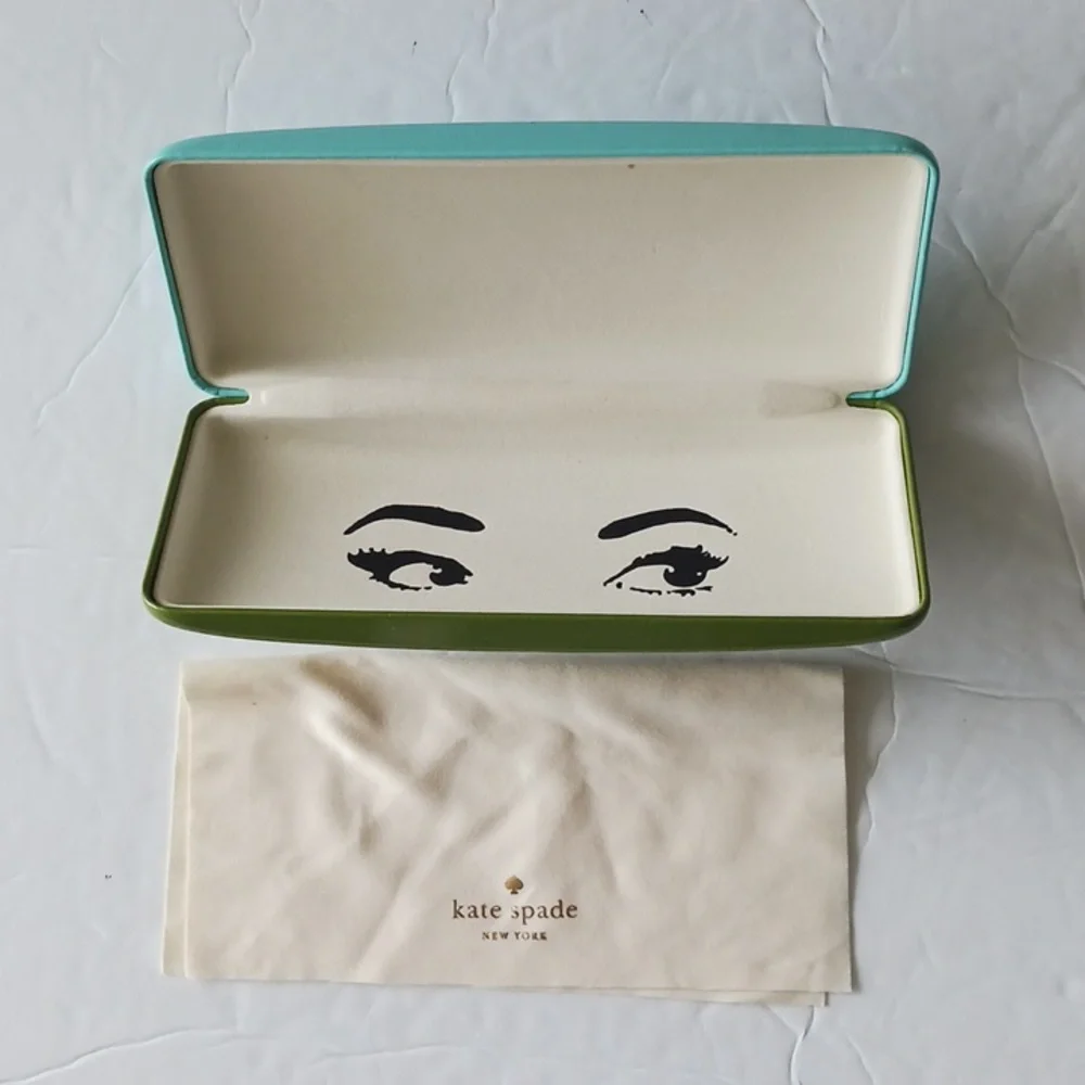 Kate Spade ♠️ New York eyeglasses sunglasses hard case & cleaning blue green